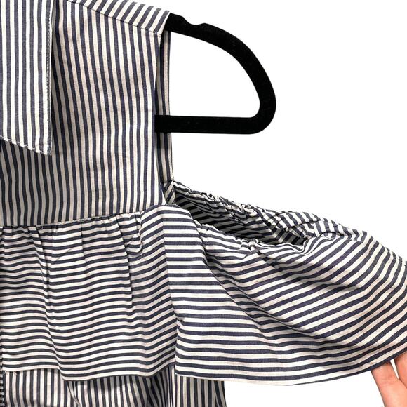 Sunday in Brooklyn Anthropologie Striped Blouse Scilla Cold Shoulder Button XS - Picture 3 of 7